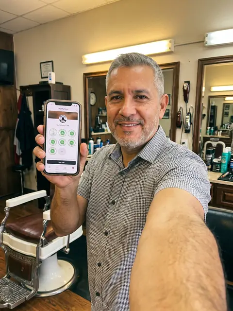 Barbershop: loyalty card on the phone