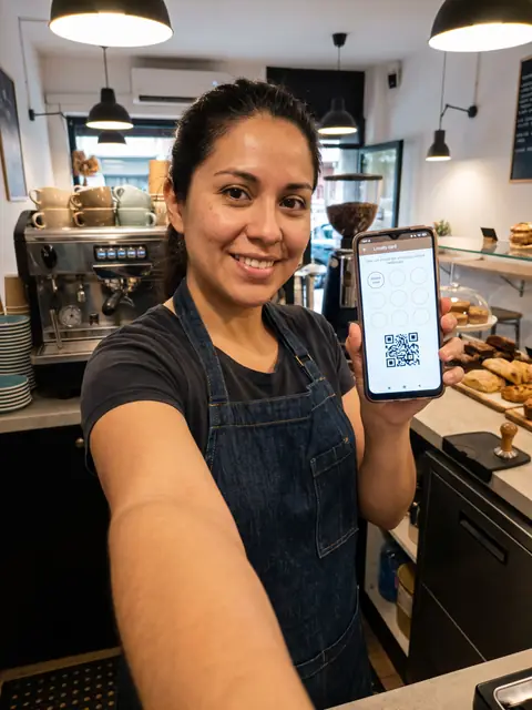 Café: loyalty card on the phone